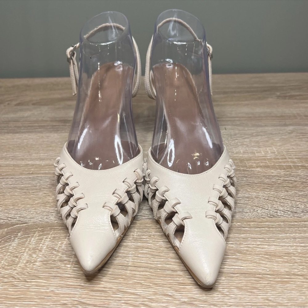 Flattered x Débora Rosa Woven Slingback Kitten Heels – Beige – Women’s Size 9 - Picture 2 of 7